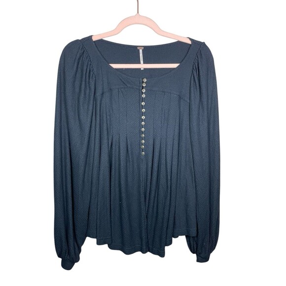 Free People $88 Devin Textured Long Sleeve Knit Top Black‎ Womens Size Small - Picture 4 of 14